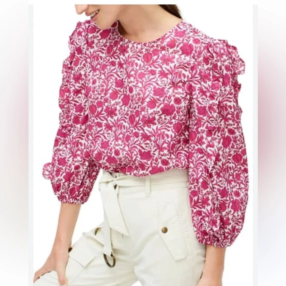 J. Crew Pink Floral Blouse